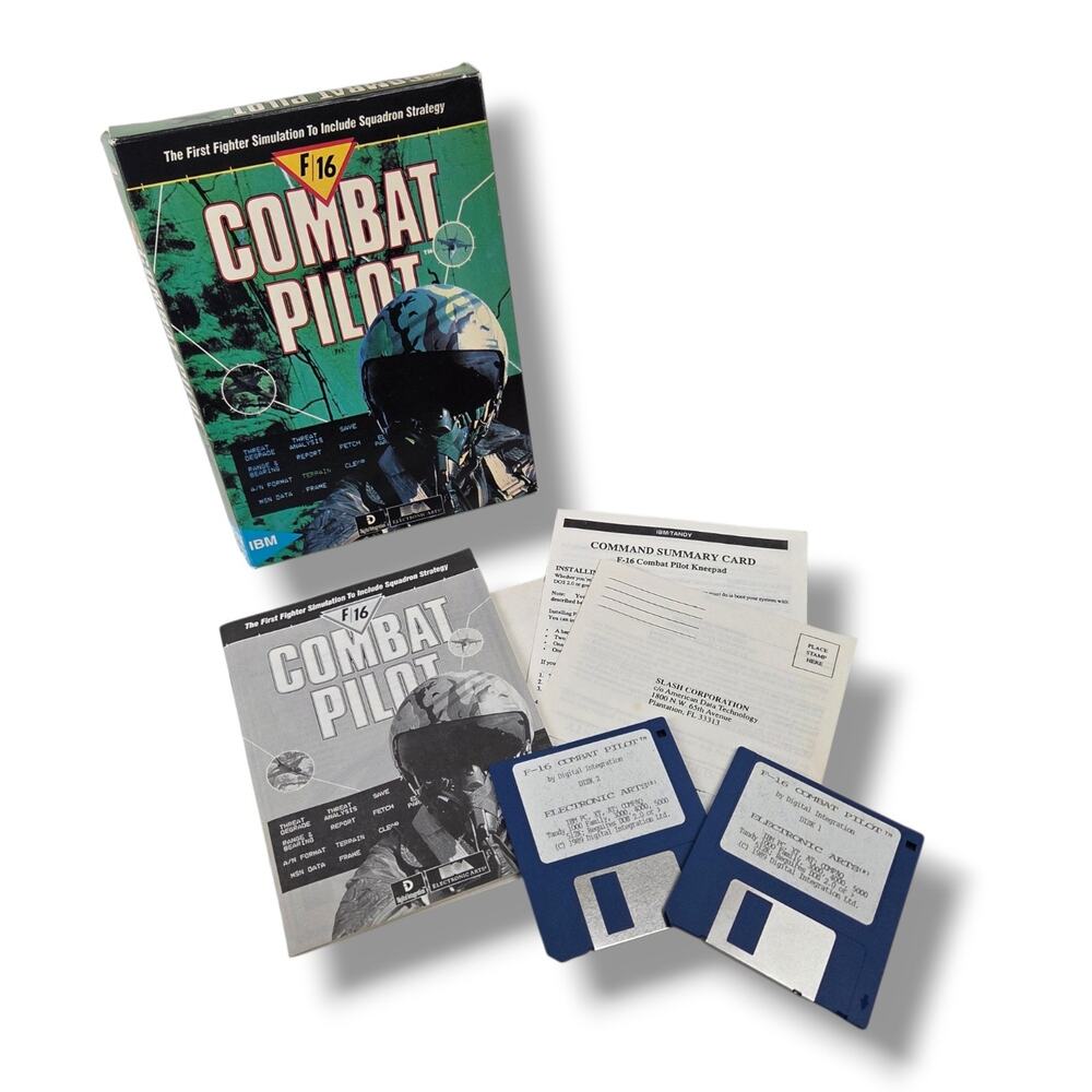 F16 Combat Pilot Vintage Fighter Flight Simulation Game 1989 3.5" IBM PC COMPAQ